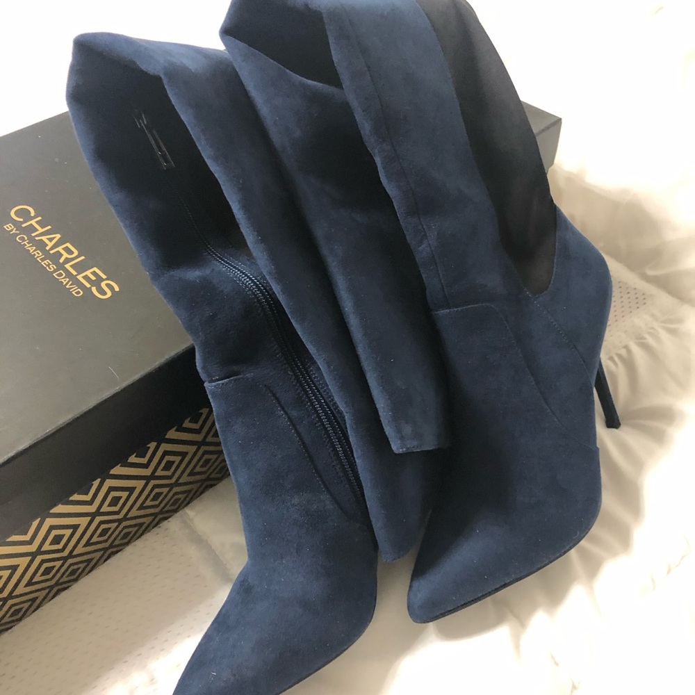 Charles David Paso blue/black suede over knee boot - Picture 4 of 5